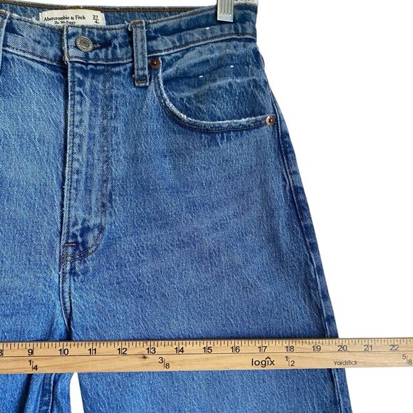 Abercrombie Fitch The 90's Baggy Jeans Women 27 Blue Ultra High Rise Distressed - Picture 5 of 14